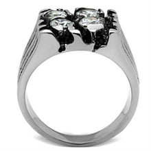 Load image into Gallery viewer, TK366 - High polished (no plating) Stainless Steel Ring with AAA Grade CZ  in Clear