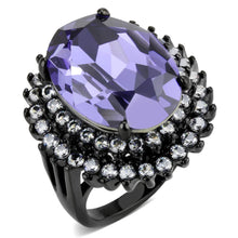 Load image into Gallery viewer, TK3687 - IP Black(Ion Plating) Stainless Steel Ring with Top Grade Crystal  in Tanzanite