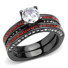 Load image into Gallery viewer, TK3695 - IP Black(Ion Plating) Stainless Steel Ring with AAA Grade CZ  in Clear