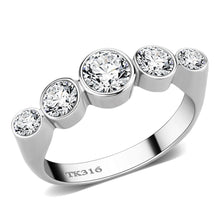 Load image into Gallery viewer, TK3697 - High polished (no plating) Stainless Steel Ring with AAA Grade CZ  in Clear