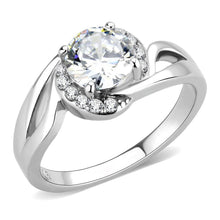 Load image into Gallery viewer, TK3701 - High polished (no plating) Stainless Steel Ring with AAA Grade CZ  in Clear