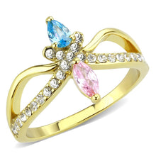 Load image into Gallery viewer, TK3712 - IP Gold(Ion Plating) Stainless Steel Ring with AAA Grade CZ  in Multi Color