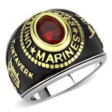 Load image into Gallery viewer, TK3723 - Two-Tone IP Gold (Ion Plating) Stainless Steel Ring with Synthetic Synthetic Glass in Red Series
