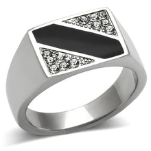 Cargar imagen en el visor de la galería, TK387 - High polished (no plating) Stainless Steel Ring with Top Grade Crystal  in Clear