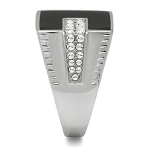 TK388 - High polished (no plating) Stainless Steel Ring with Top Grade Crystal  in Clear