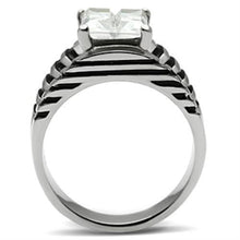 Load image into Gallery viewer, TK393 - High polished (no plating) Stainless Steel Ring with AAA Grade CZ  in Clear