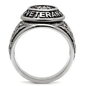 TK414704 - High polished (no plating) Stainless Steel Ring with Epoxy  in Jet