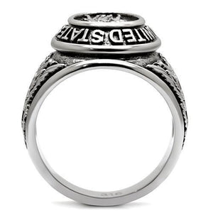 TK414704 - High polished (no plating) Stainless Steel Ring with Epoxy  in Jet