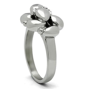 TK476 - High polished (no plating) Stainless Steel Ring with Top Grade Crystal  in Clear