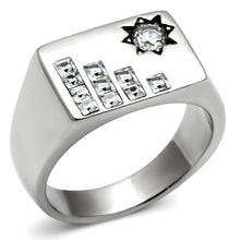 Load image into Gallery viewer, TK481 - High polished (no plating) Stainless Steel Ring with AAA Grade CZ  in Clear