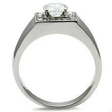 Load image into Gallery viewer, TK483 - High polished (no plating) Stainless Steel Ring with AAA Grade CZ  in Clear