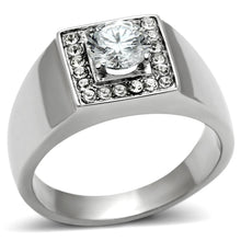 Load image into Gallery viewer, TK483 - High polished (no plating) Stainless Steel Ring with AAA Grade CZ  in Clear