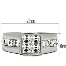 Load image into Gallery viewer, TK487 - High polished (no plating) Stainless Steel Ring with Top Grade Crystal  in Clear