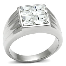 Load image into Gallery viewer, TK489 - High polished (no plating) Stainless Steel Ring with Top Grade Crystal  in Clear