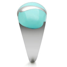 Cargar imagen en el visor de la galería, TK509 - High polished (no plating) Stainless Steel Ring with Epoxy  in Turquoise