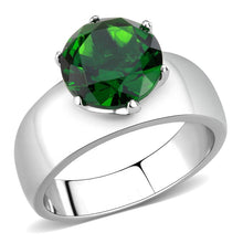 Load image into Gallery viewer, TK52005 - High polished (no plating) Stainless Steel Ring with Synthetic Synthetic Glass in Emerald