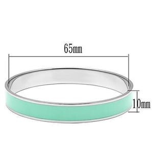 TK537 - High polished (no plating) Stainless Steel Bangle with Epoxy  in Aquamarine