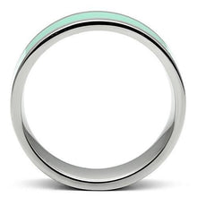 Load image into Gallery viewer, TK542 - High polished (no plating) Stainless Steel Ring with Epoxy  in Aquamarine