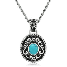 Load image into Gallery viewer, TK550 - High polished (no plating) Stainless Steel Necklace with Synthetic Turquoise in Sea Blue