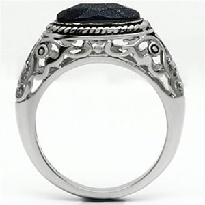 TK599 - High polished (no plating) Stainless Steel Ring with Blue Sand  in Montana