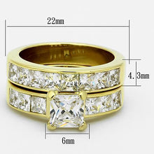 Cargar imagen en el visor de la galería, TK61206G - IP Gold(Ion Plating) Stainless Steel Ring with AAA Grade CZ  in Clear