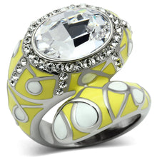 Load image into Gallery viewer, TK643 - High polished (no plating) Stainless Steel Ring with Top Grade Crystal  in Clear