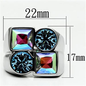 TK645 - High polished (no plating) Stainless Steel Ring with Top Grade Crystal  in Multi Color