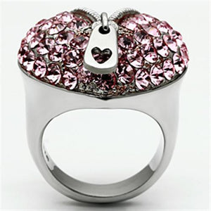 TK652 - High polished (no plating) Stainless Steel Ring with Top Grade Crystal  in Rose