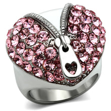 Load image into Gallery viewer, TK652 - High polished (no plating) Stainless Steel Ring with Top Grade Crystal  in Rose