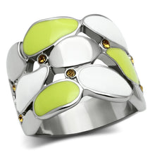 Load image into Gallery viewer, TK693 - High polished (no plating) Stainless Steel Ring with Top Grade Crystal  in Topaz