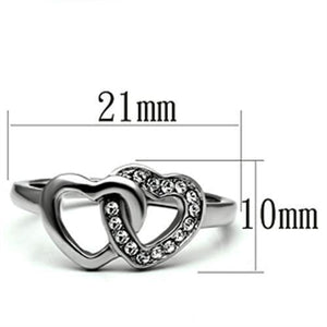 TK695 - High polished (no plating) Stainless Steel Ring with Top Grade Crystal  in Clear