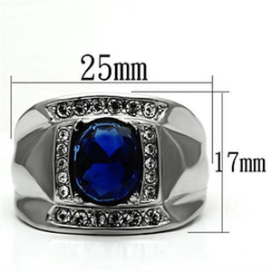 TK699 - High polished (no plating) Stainless Steel Ring with Synthetic Synthetic Glass in Montana