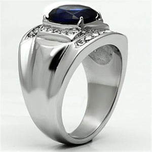 TK699 - High polished (no plating) Stainless Steel Ring with Synthetic Synthetic Glass in Montana