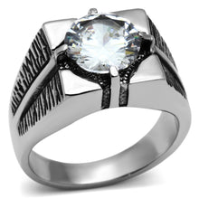 Load image into Gallery viewer, TK701 - High polished (no plating) Stainless Steel Ring with AAA Grade CZ  in Clear