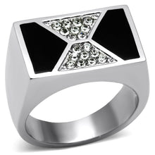 Cargar imagen en el visor de la galería, TK708 - High polished (no plating) Stainless Steel Ring with Top Grade Crystal  in Clear