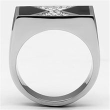 Load image into Gallery viewer, TK708 - High polished (no plating) Stainless Steel Ring with Top Grade Crystal  in Clear