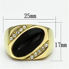 Cargar imagen en el visor de la galería, TK716 - IP Gold(Ion Plating) Stainless Steel Ring with Semi-Precious Onyx in Jet