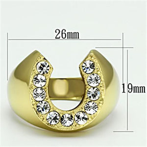 TK717 - IP Gold(Ion Plating) Stainless Steel Ring with Top Grade Crystal  in Clear