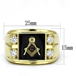TK719 - IP Gold(Ion Plating) Stainless Steel Ring with AAA Grade CZ  in Clear
