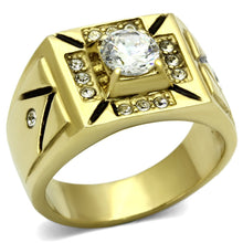 Cargar imagen en el visor de la galería, TK723 - IP Gold(Ion Plating) Stainless Steel Ring with AAA Grade CZ  in Clear