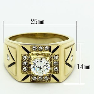 TK723 - IP Gold(Ion Plating) Stainless Steel Ring with AAA Grade CZ  in Clear