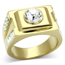 Cargar imagen en el visor de la galería, TK725 - IP Gold(Ion Plating) Stainless Steel Ring with Top Grade Crystal  in Clear
