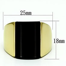 Cargar imagen en el visor de la galería, TK726 - IP Gold(Ion Plating) Stainless Steel Ring with Semi-Precious Onyx in Jet