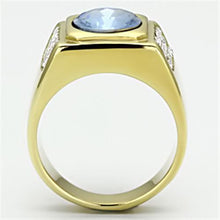 Load image into Gallery viewer, TK730 - IP Gold(Ion Plating) Stainless Steel Ring with Synthetic Synthetic Glass in Light Sapphire
