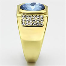 Cargar imagen en el visor de la galería, TK730 - IP Gold(Ion Plating) Stainless Steel Ring with Synthetic Synthetic Glass in Light Sapphire