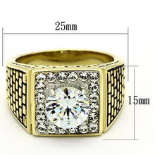 Load image into Gallery viewer, TK735 - Two-Tone IP Gold (Ion Plating) Stainless Steel Ring with AAA Grade CZ  in Clear