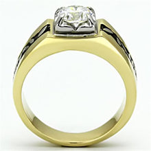 Load image into Gallery viewer, TK739 - Two-Tone IP Gold (Ion Plating) Stainless Steel Ring with AAA Grade CZ  in Clear
