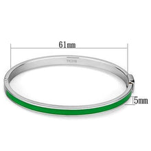 Load image into Gallery viewer, TK745 - High polished (no plating) Stainless Steel Bangle with Epoxy  in Emerald