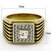 Load image into Gallery viewer, TK750 - Two-Tone IP Gold (Ion Plating) Stainless Steel Ring with Top Grade Crystal  in Clear
