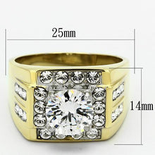 Load image into Gallery viewer, TK760 - Two-Tone IP Gold (Ion Plating) Stainless Steel Ring with AAA Grade CZ  in Clear